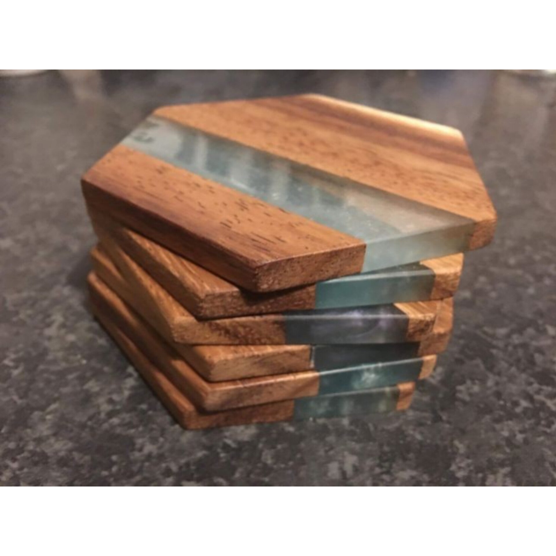Table Decor High Quality Natural Wooden With Resin Square Tea Cup Coaster Best Quality Coffee Mug Coaster