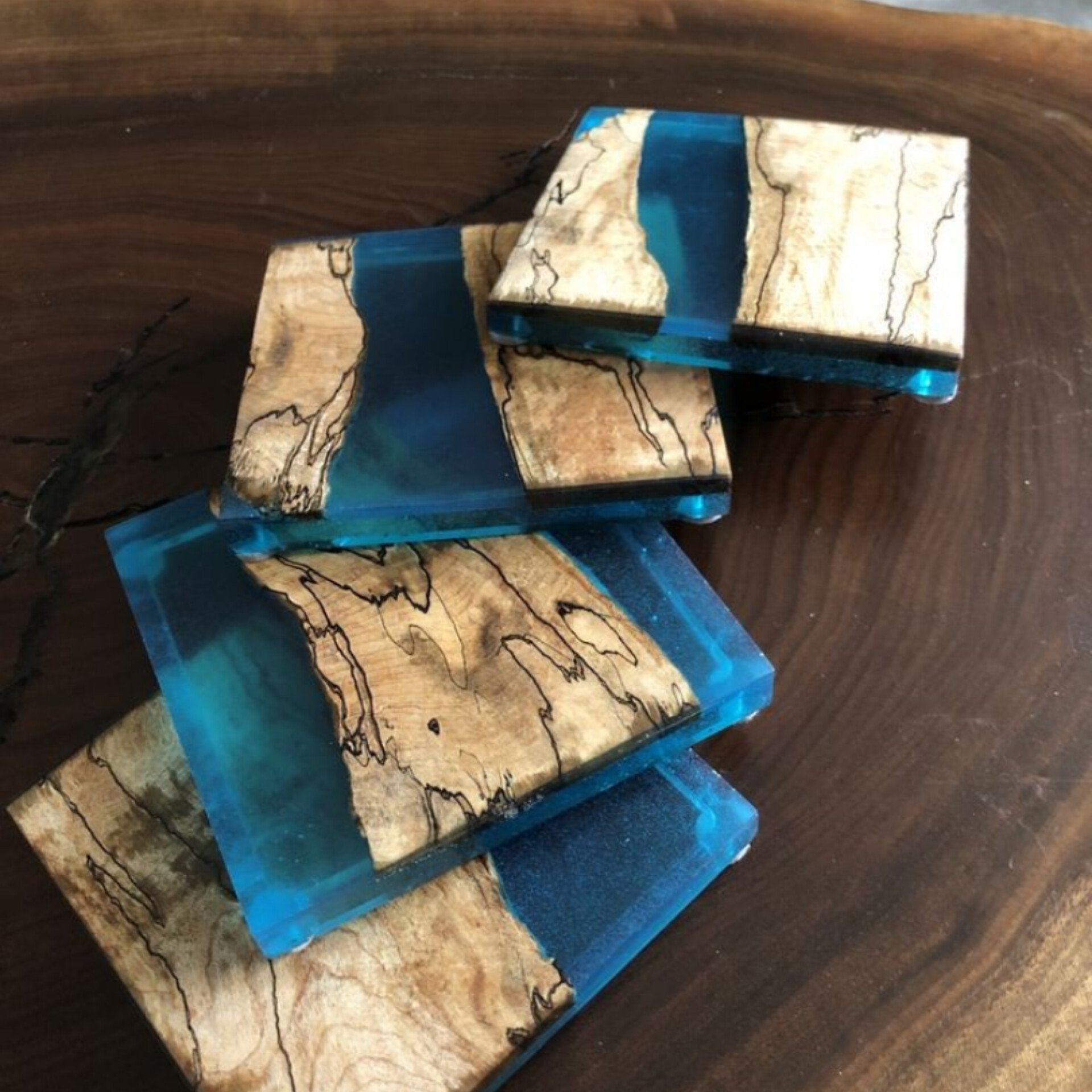 Table Decor High Quality Natural Wooden With Resin Square Tea Cup Coaster Best Quality Coffee Mug Coaster