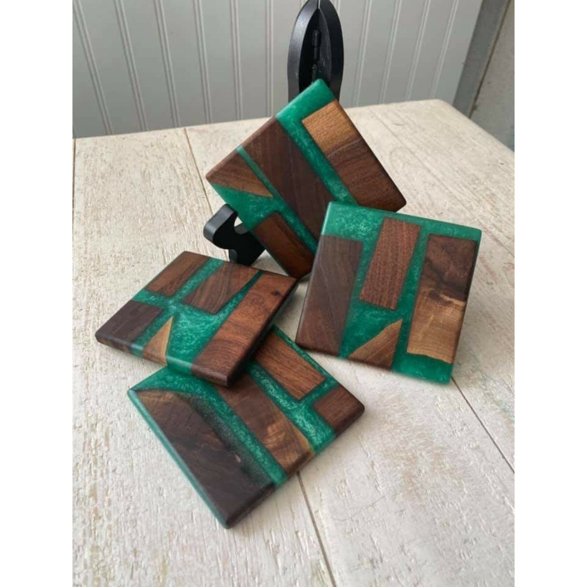 Table Decor High Quality Natural Wooden With Resin Square Tea Cup Coaster Best Quality Coffee Mug Coaster