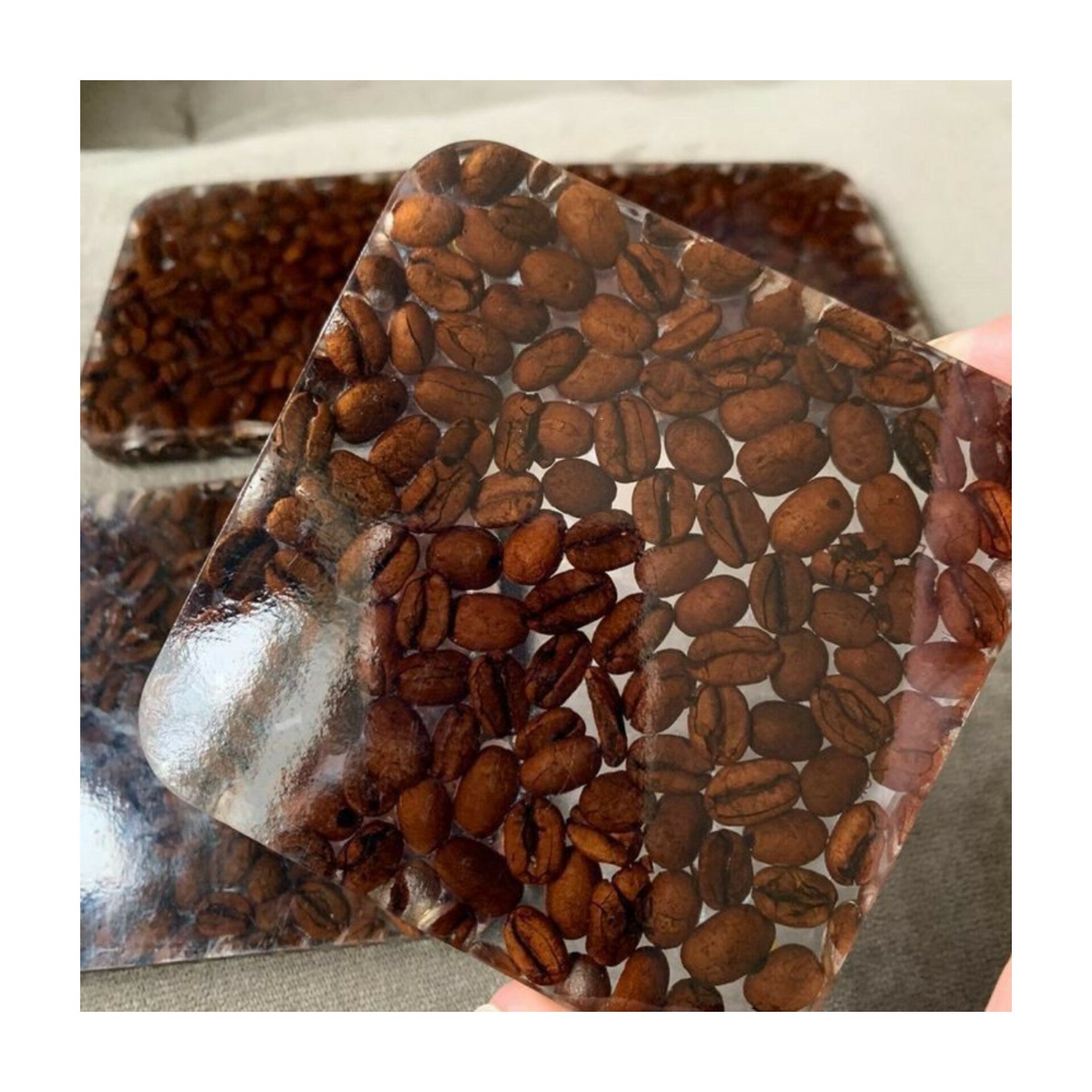 Table Decor High Quality Natural Wooden With Resin Square Tea Cup Coaster Best Quality Coffee Mug Coaster