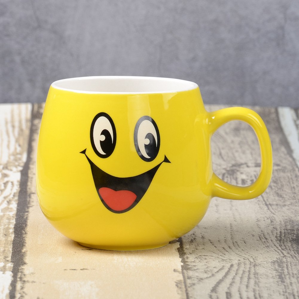 Hot Sale Smile Emoticons Coffee Mug Yellow Ceramic Mugs Milk Mug Breakfast Cups