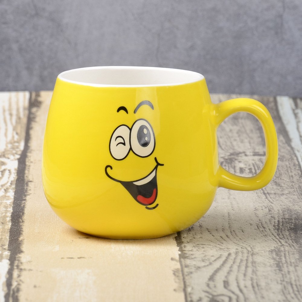 Hot Sale Smile Emoticons Coffee Mug Yellow Ceramic Mugs Milk Mug Breakfast Cups