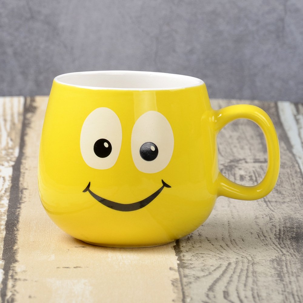Hot Sale Smile Emoticons Coffee Mug Yellow Ceramic Mugs Milk Mug Breakfast Cups