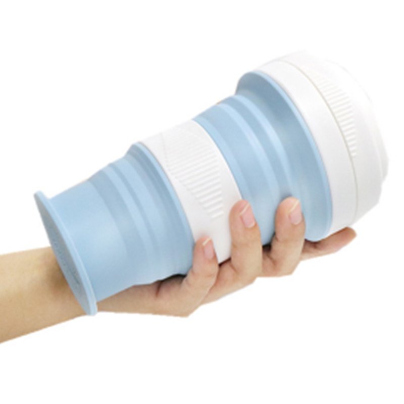 Promotion Products Outdoor Silicon Collapsible Cup Retractable Folding Silicone Camping Cups Travel To Go Mug with Lid and Straw