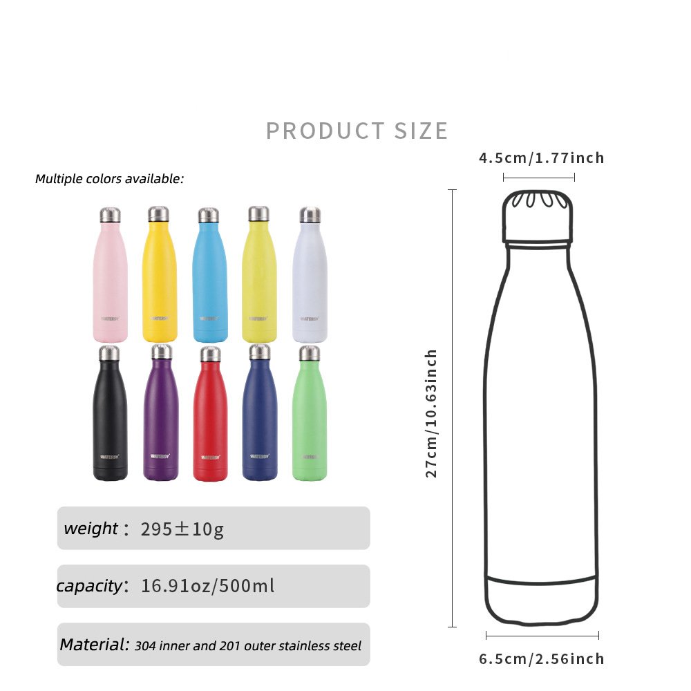 Yingkun Double Wall Stainless Steel 17oz Vacuum Flasks Fitness Thermos 500ml Outdoor Sports Water Bottle