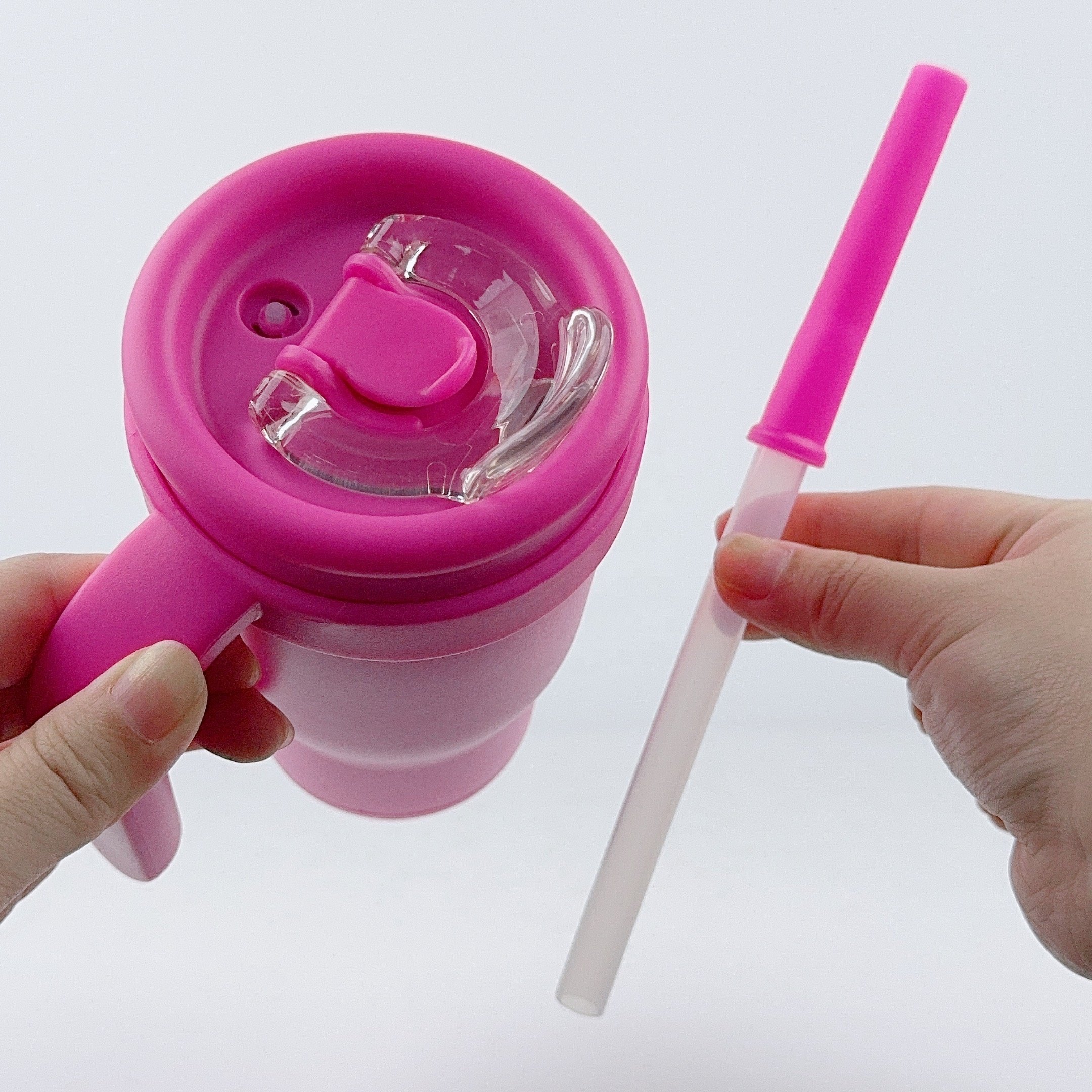 14oz Kids Travel Mug Stainless Steel Thermos Mug with Handle and Straw Reusable Coffee Cup Outdoor Sippy Cup