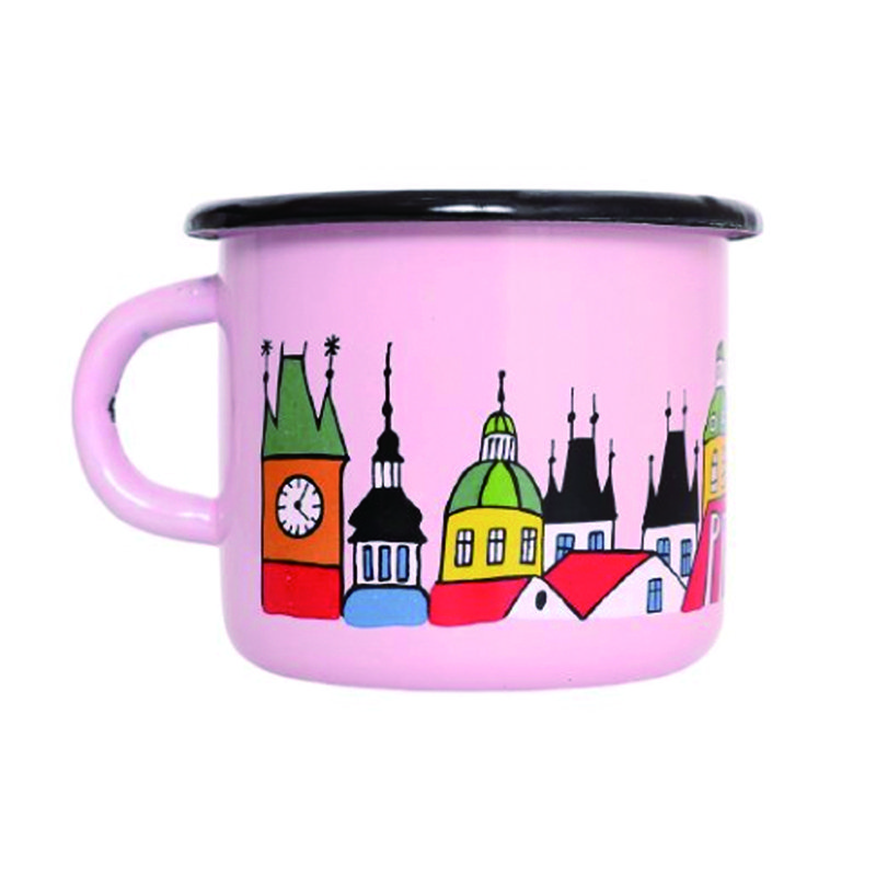 Multi-size Customize Color And Design Portable Enamel Tee Mug With Stainless Steel Rim