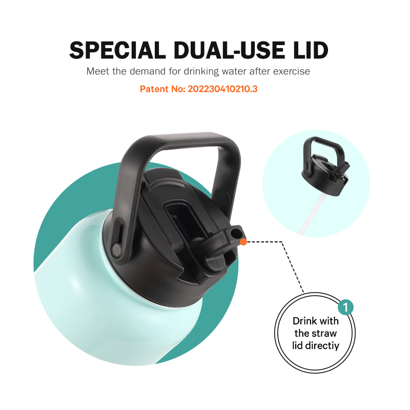 Wide Mouth 32oz Sport Stainless Steel Double Wall Vacuum Insulated Water Bottle Vacuum Flask with Customer Logo with Straw Lid