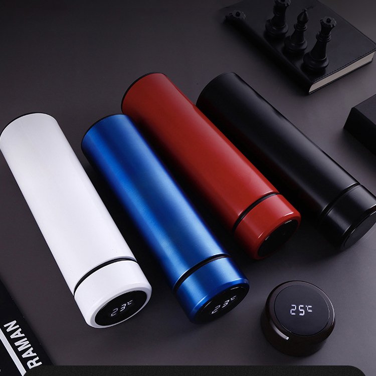 LED Temperature Display 500ML Travel Stainless Steel Vacuum Thermos Cap Smart Water Bottle Cup