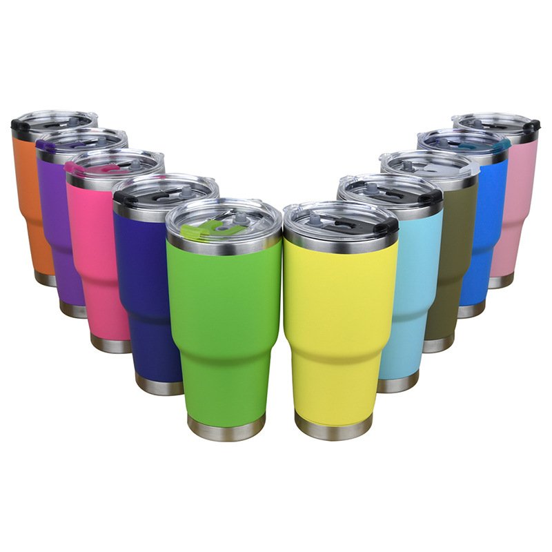 30Oz Insulated Vacuum Personalized Thermal Glass In Bulk Portable Reusable Black Matte Steel Rainbow Tumbler Cup Coffee Mug