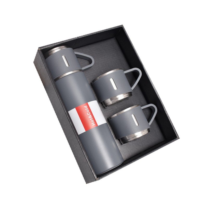 Outdoor Travel Box 3pcs Gift Cups Portable Drinkware Doubles Wall Water Bottled Steel Thermos Water Bottle Vacuum Flask Set Gift