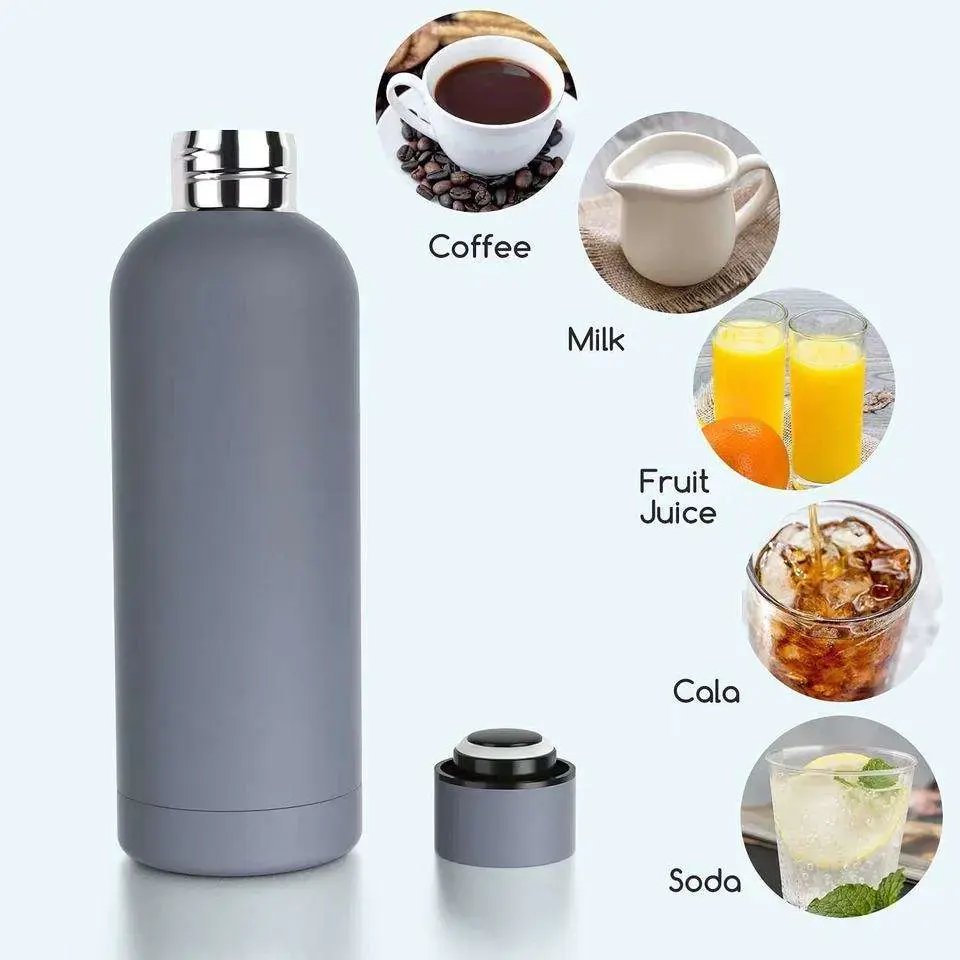 Metal Bottles Stainless Steel Vacuum Flasks Thermos Cup with Rubber Reusable Gym Sport Cute Children Drinkware Business Gifts