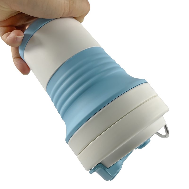 Custom Traveling Cup 550ML Portable Reusable Silicon Folding Collapsible Cup Silicone Travel Coffee Cups Mug with Lid and Straw
