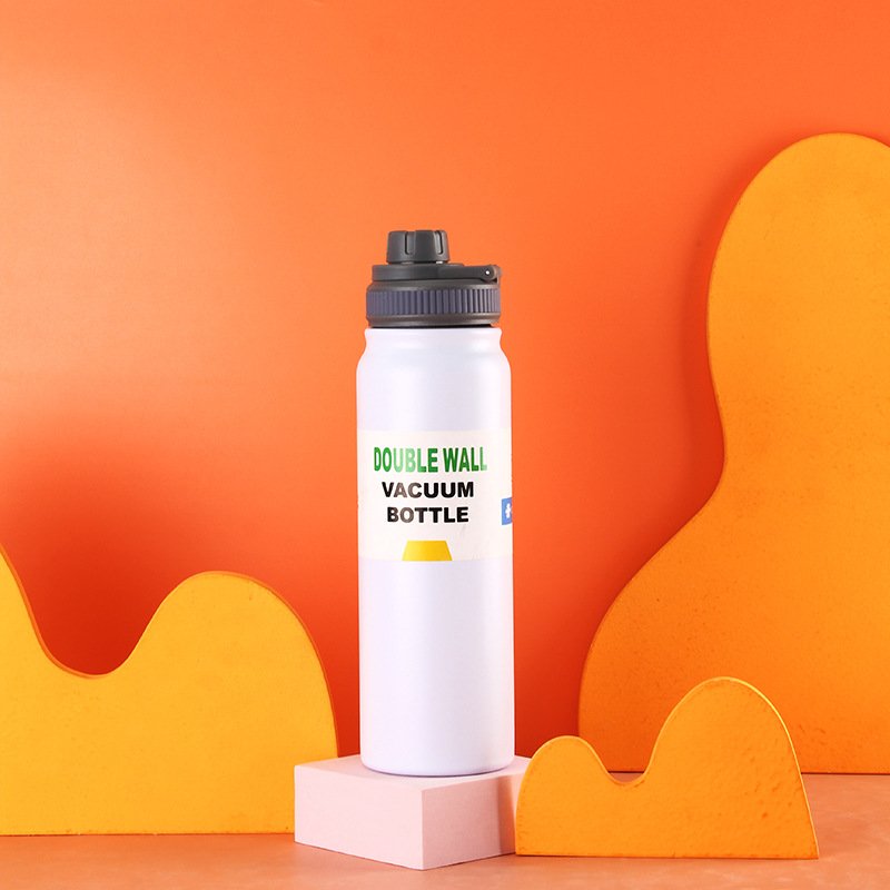Portable Leak-Resistant Small Mouth 1L Double Wall Stainless Steel Insulated Vacuum Water Bottle with handle