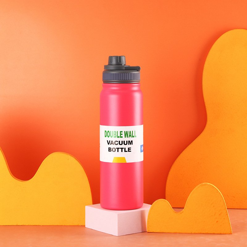 Portable Leak-Resistant Small Mouth 1L Double Wall Stainless Steel Insulated Vacuum Water Bottle with handle