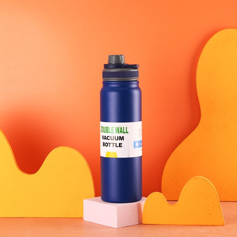 Portable Leak-Resistant Small Mouth 1L Double Wall Stainless Steel Insulated Vacuum Water Bottle with handle