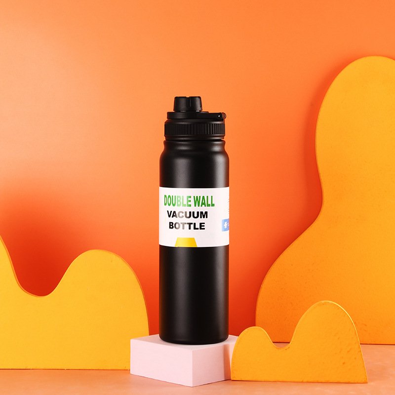 Portable Leak-Resistant Small Mouth 1L Double Wall Stainless Steel Insulated Vacuum Water Bottle with handle
