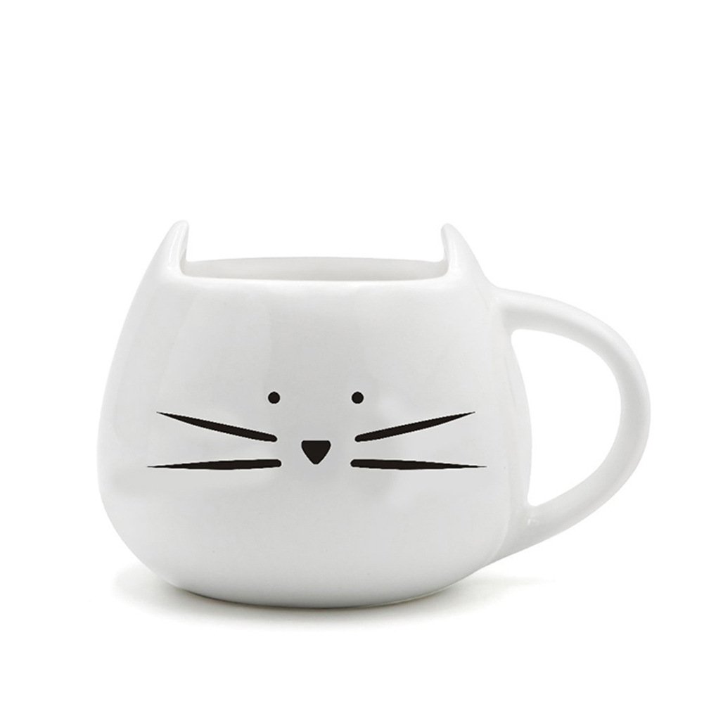 3D cute coffee mugs black and white ceramic cat mug with cat spoon for Women Girls Cat Lovers, Couple Coffee Mugs Best Gift