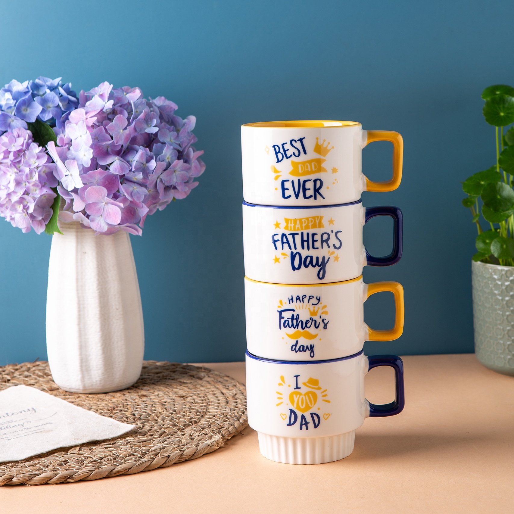 Unique Guests Custom Wholesale Gifts for Fathers Mothers Day Color Glazed Ceramic Mug