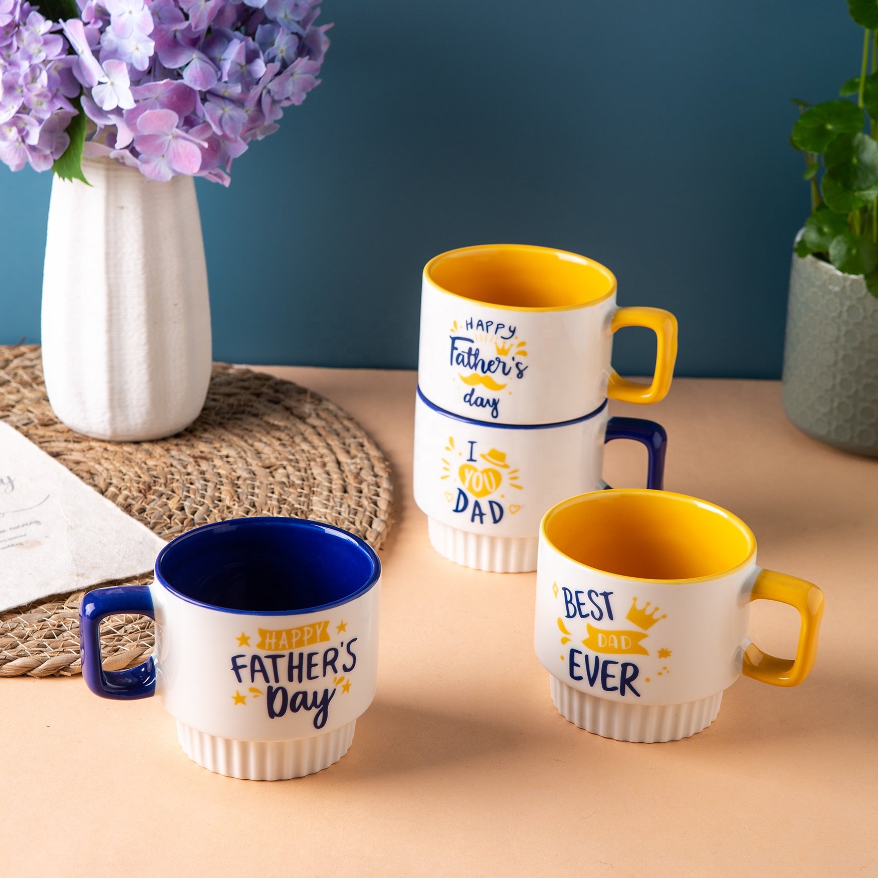Unique Guests Custom Wholesale Gifts for Fathers Mothers Day Color Glazed Ceramic Mug