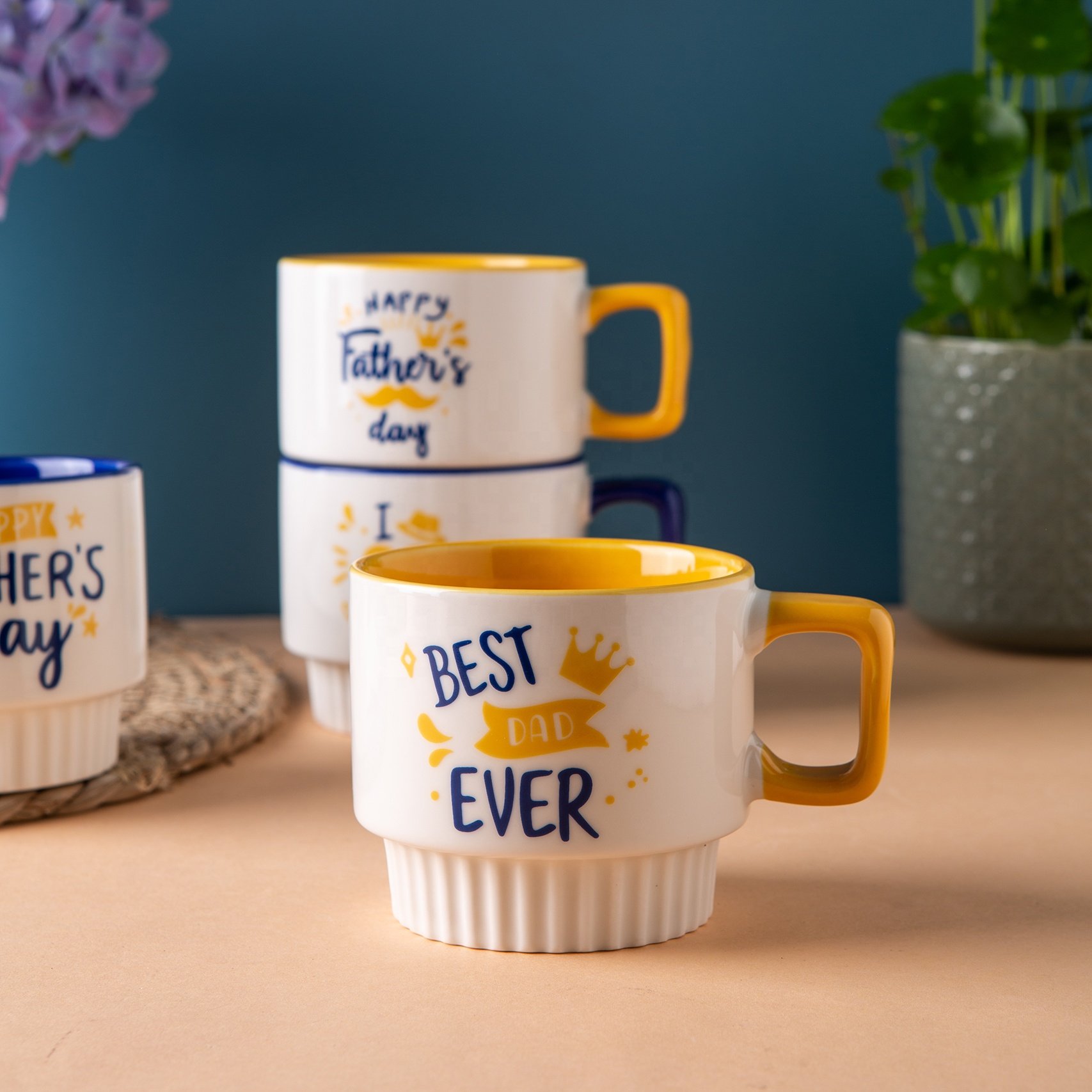 Unique Guests Custom Wholesale Gifts for Fathers Mothers Day Color Glazed Ceramic Mug