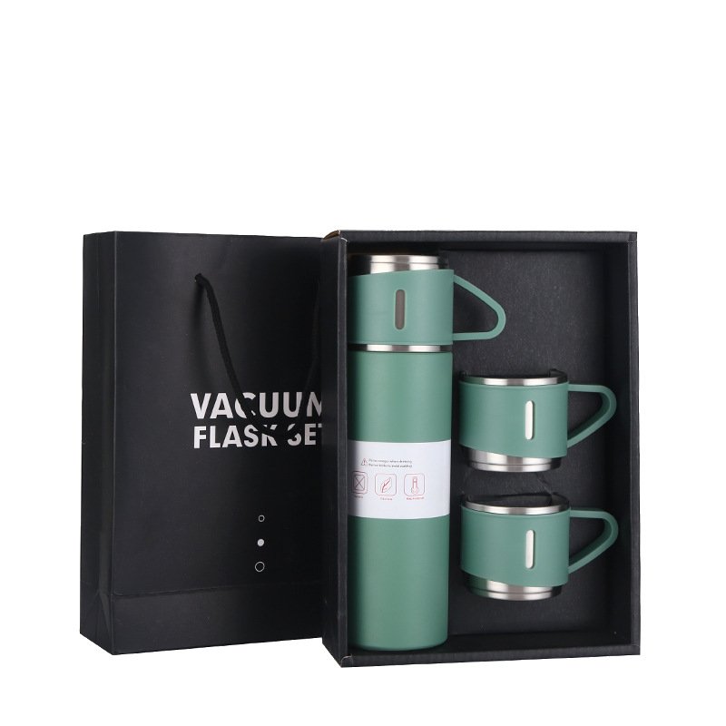 hot selling 17oz Business Corporate gift 3Pcs Vacuum Flask Bottle Thermos Cup gift set with 3 lids custom logo 500ml