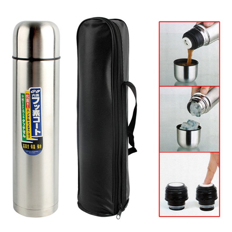 Toprank Water Bottle Shaker 1000ML Stainless Steel Vacuum Flask Double Wall Thermos Vacuum Flask With Leather Sheath