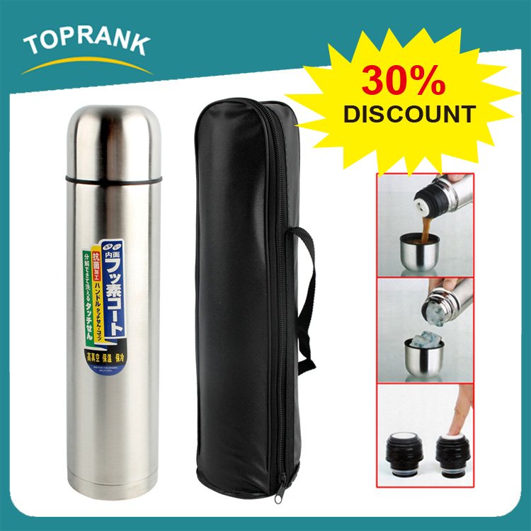 Toprank Water Bottle Shaker 1000ML Stainless Steel Vacuum Flask Double Wall Thermos Vacuum Flask With Leather Sheath