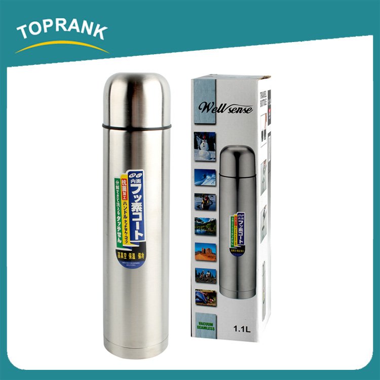 Toprank Water Bottle Shaker 1000ML Stainless Steel Vacuum Flask Double Wall Thermos Vacuum Flask With Leather Sheath