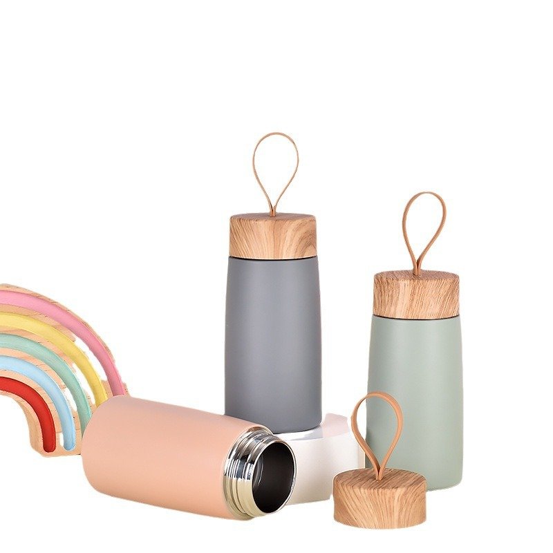 new Portable Travel Wood Grain Lid Insulated Coffee Mug 304 Stainless Steel Tumbler Thermos Vacuum Flask Mini Water Bottle Cup