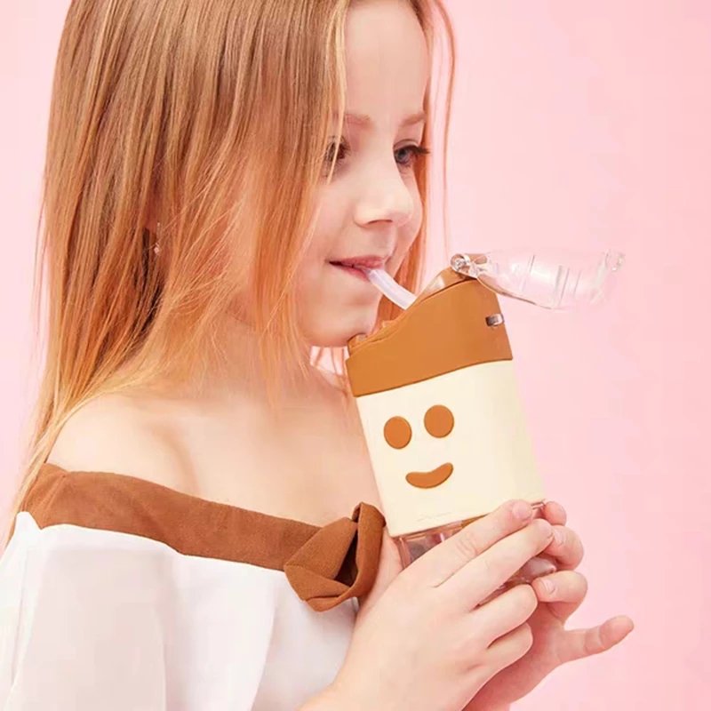 Cute Creative Leak Proof Tritan Bottle BPA Free Ice Cream Watermelon Cup Water Bottle with Straw for Kids Children White Box