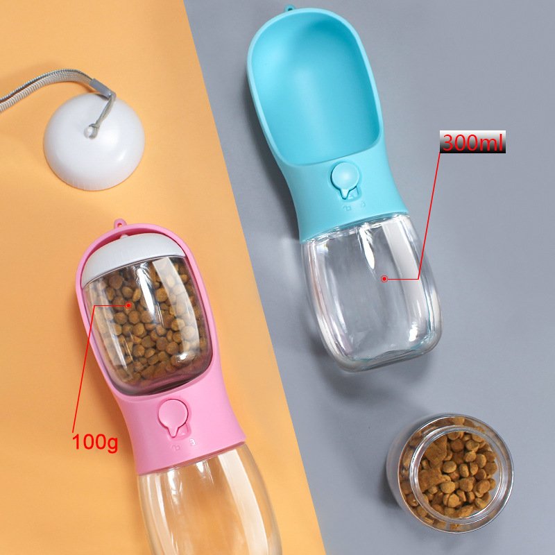 food grade free leak proof portable pet dog water bottle cat travel cup dispenser for pets outdoor walking with food container