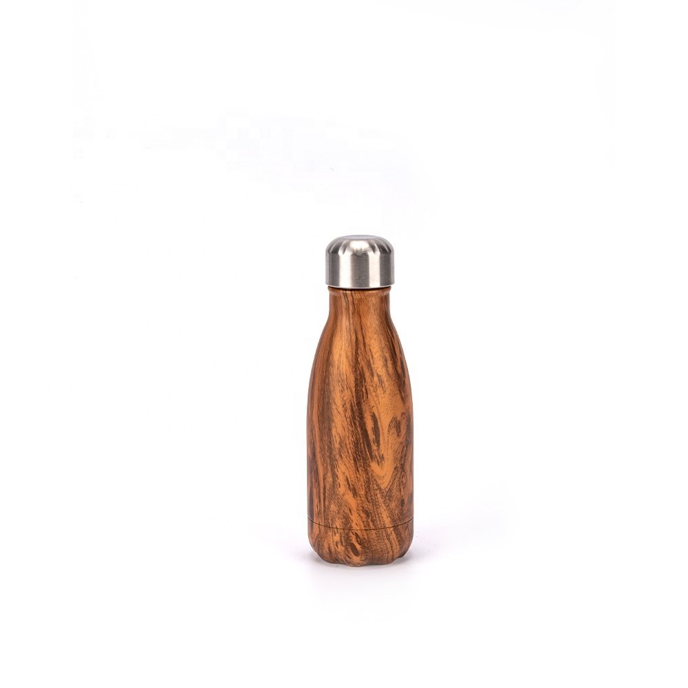 OEM Teakwood 304 stainless steel 17oz vacuum flasks cola shape thermo water bottles