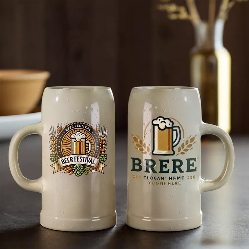 Wholesale Oktoberfest Ceramic Beer Mugs With Logo Customize printed promotional german stein with handle