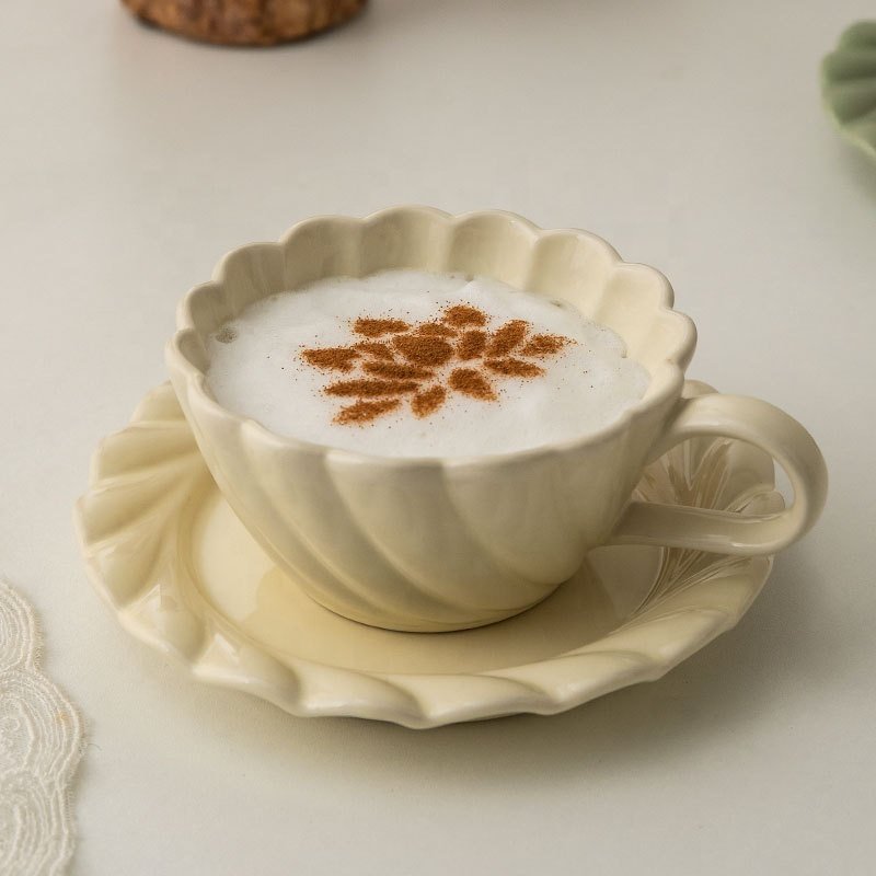 200ml 7oz milk tea cup ceramic mugs coffee mug tea set with plate for gift