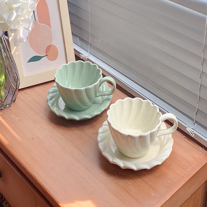 200ml 7oz milk tea cup ceramic mugs coffee mug tea set with plate for gift