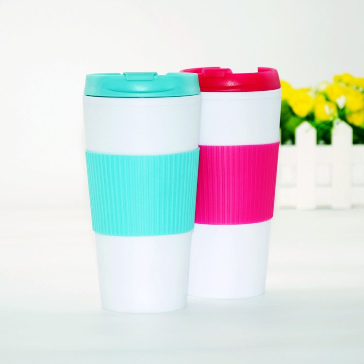450ml Double Wall Anti-Slip Reusable Coffee mug Travel Mug Classic Design Plastic Cup for Drinking water bottle