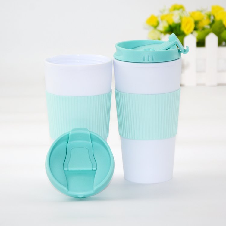 450ml Double Wall Anti-Slip Reusable Coffee mug Travel Mug Classic Design Plastic Cup for Drinking water bottle