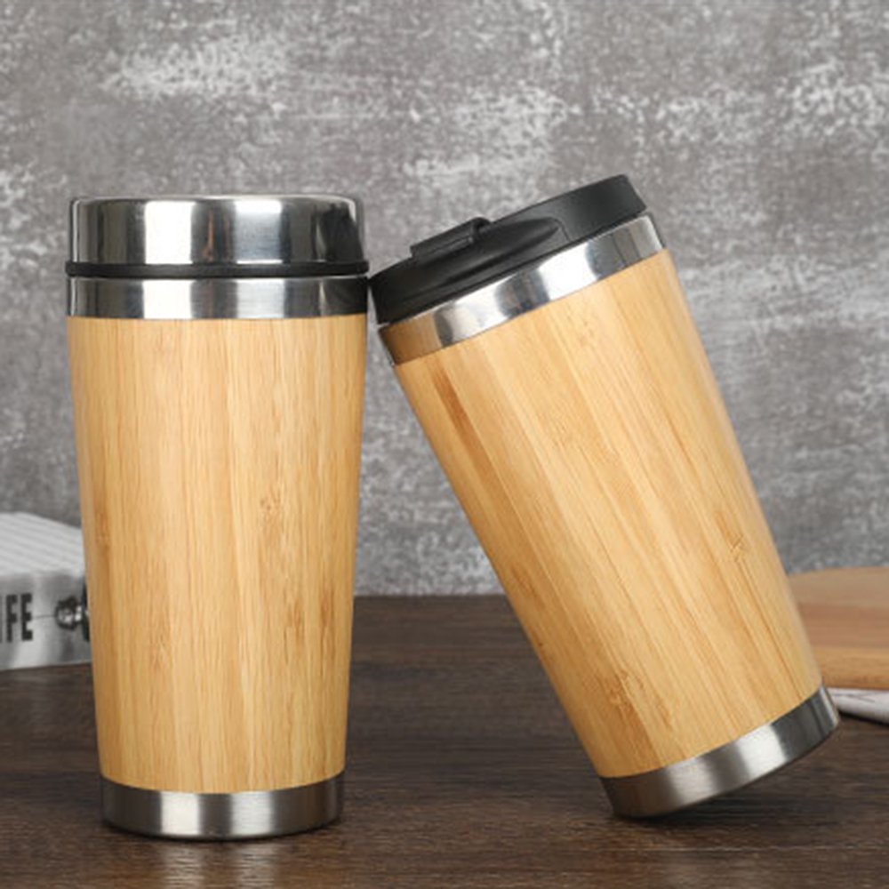 Wholesale Bamboo Tea Mug Travel Coffee Cup Stainless Steel 304 Water bottle Bamboo Thermos
