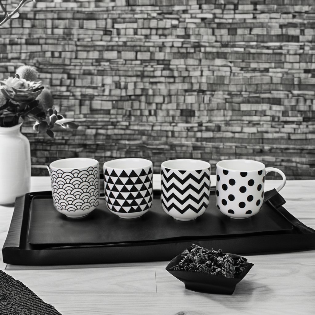 Modern Contemporary Art Deco Design 80ml Ceramic Cups for Latte Cappuccino Tea Porcelain Mug Set for Home Use