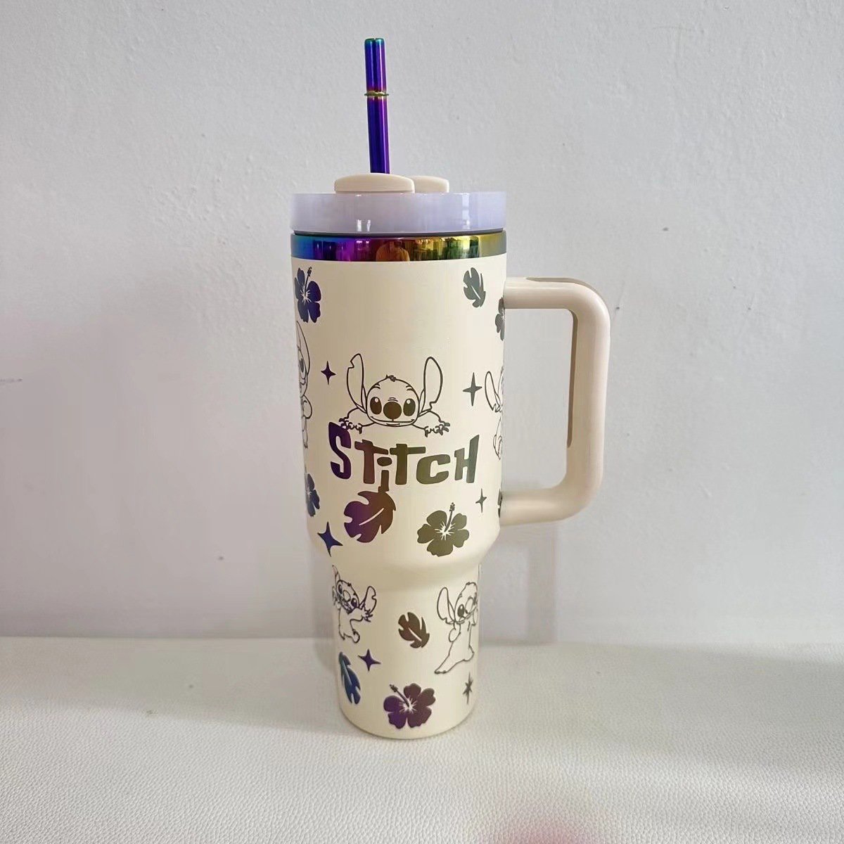 new Stitch Hello Kitty design 40oz Thermos Cup cute mug for children and girl friend car light blue pink