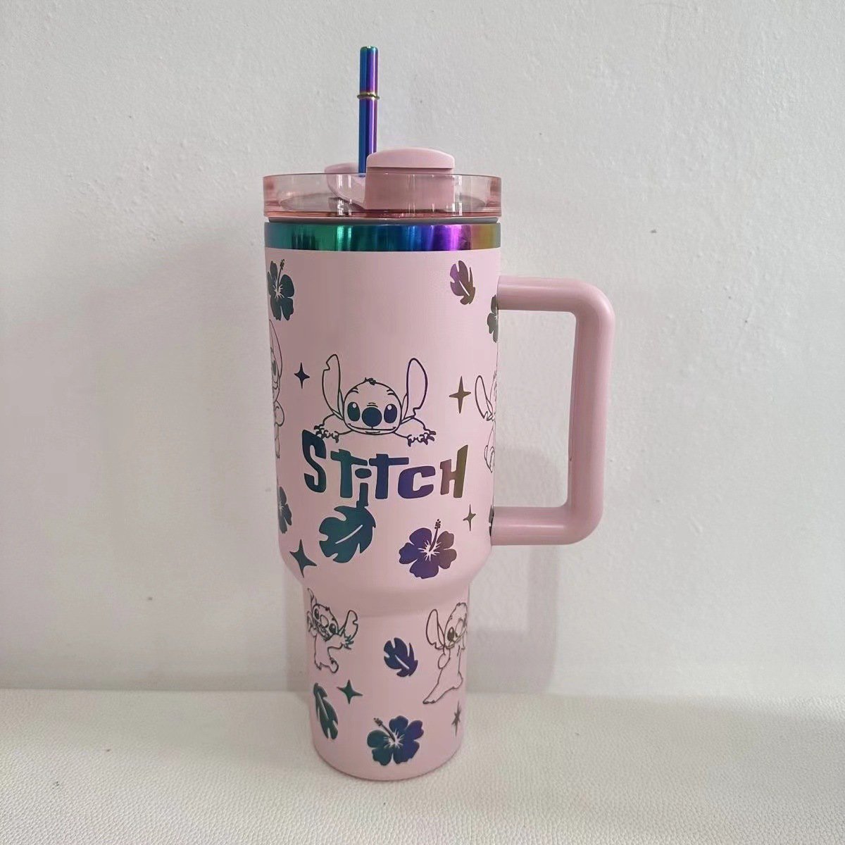 new Stitch Hello Kitty design 40oz Thermos Cup cute mug for children and girl friend car light blue pink