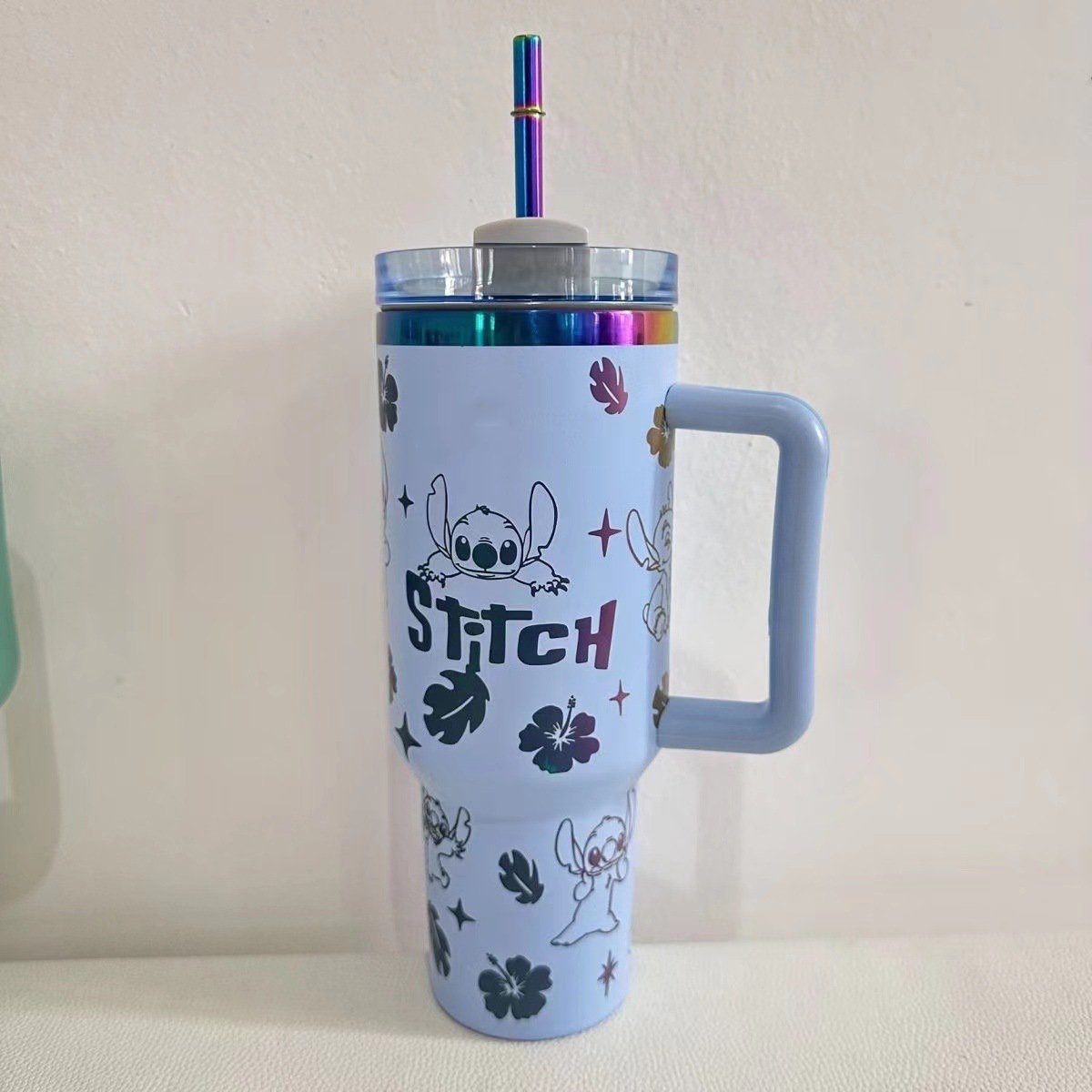 new Stitch Hello Kitty design 40oz Thermos Cup cute mug for children and girl friend car light blue pink