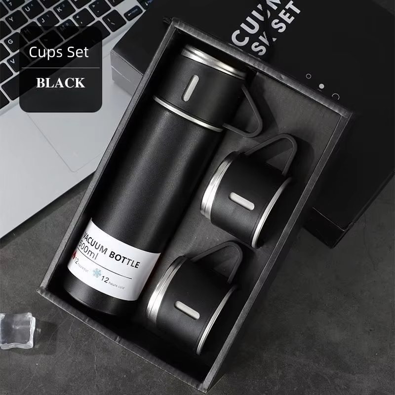 Customized Logo Vacuum Flask Set Double Wall Stainless Steel Water Bottle Gift Set Thermos Vacuum Flask Set