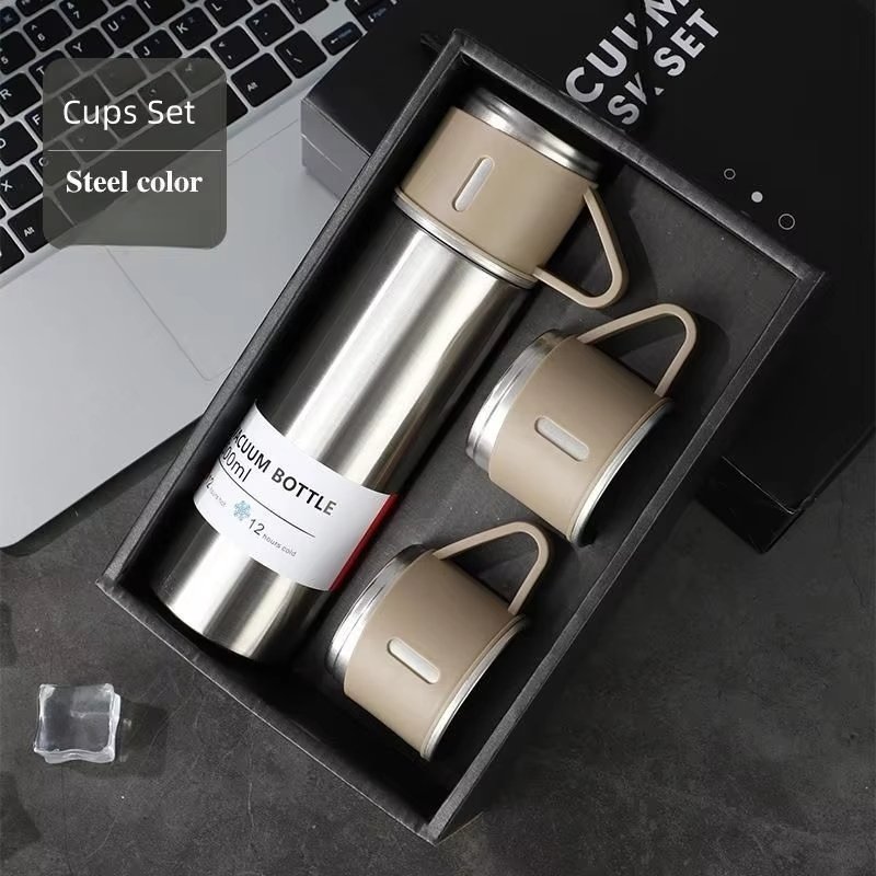 Customized Logo Vacuum Flask Set Double Wall Stainless Steel Water Bottle Gift Set Thermos Vacuum Flask Set
