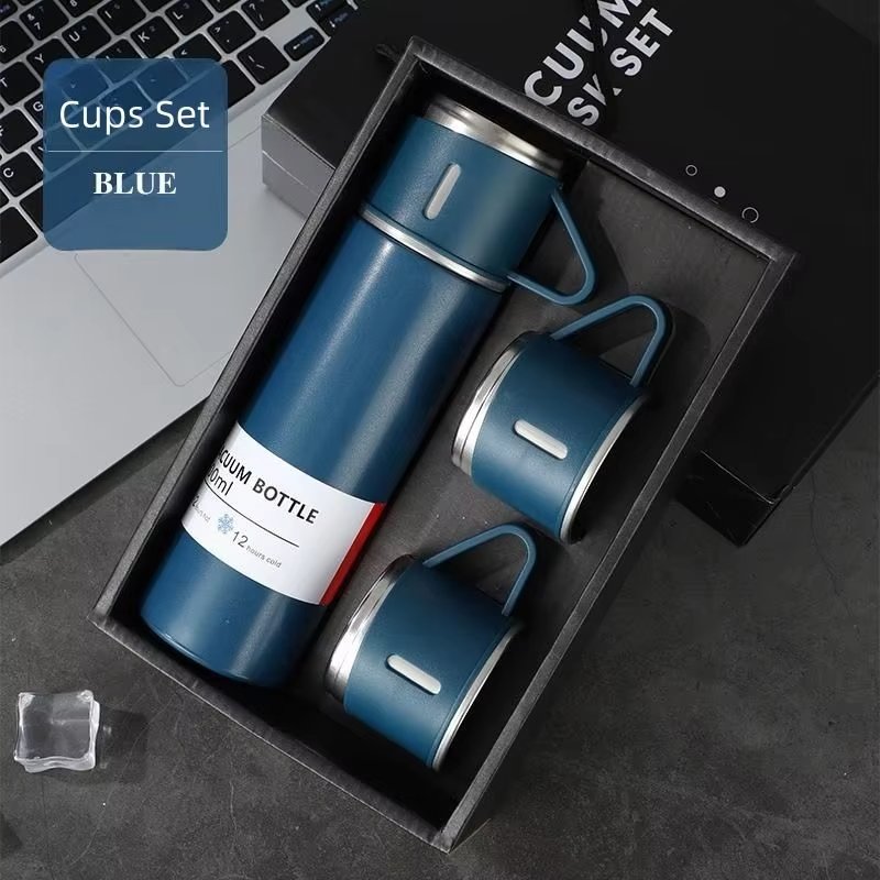Customized Logo Vacuum Flask Set Double Wall Stainless Steel Water Bottle Gift Set Thermos Vacuum Flask Set