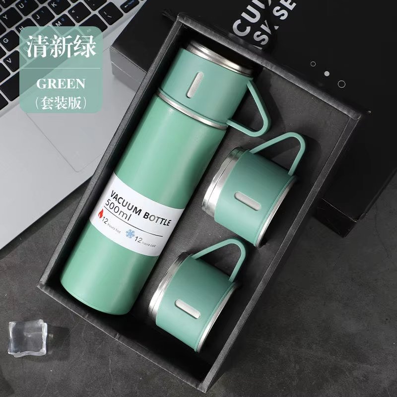 Customized Logo Vacuum Flask Set Double Wall Stainless Steel Water Bottle Gift Set Thermos Vacuum Flask Set