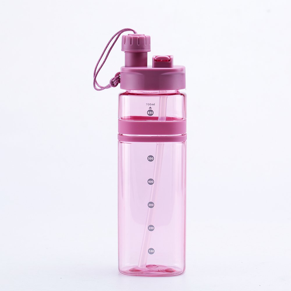 600ml 700ml bpa free plastic sports water bottle with long straw
