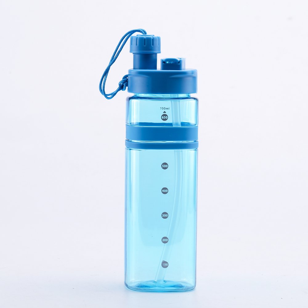 600ml 700ml bpa free plastic sports water bottle with long straw