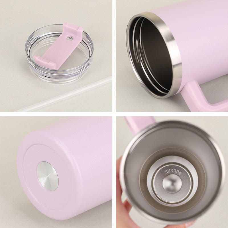 Custom Vacuum Insulated 40oz Travel Mug Flowstate Stainless Steel Tumbler With Straw And Handle